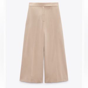 ZARA Tan Work Pants Wide Leg